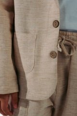 Erkek Çocuk Keten Görünüm Spor Takım Elbise