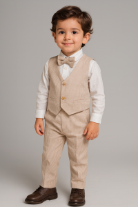 Erkek Bebek&Çocuk Yelekli Çizgili Takım Elbise Özel Gün Doğum Günü Party