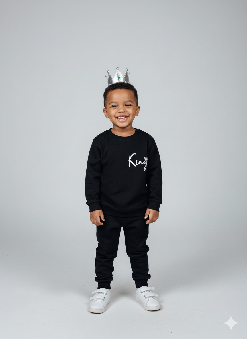Erkek Çocuk İki İp King Eşofman Takımı Sweatshirt Pantolon 5 Yaş - Siyah