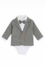 Erkek Bebek&Çocuk Exclusive Cut Luxury Zıbınlı Gömlek Ceketli Takım Elbise Mevlüt Düğün Party 9-12 Ay - Gri