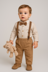 Colmar Erkek Bebek Desenli Zıbın Gömlek Salopet Takım