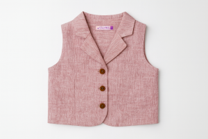 Kız Çocuk Linen Yelek Ve Etek Elbise 2'li Takım