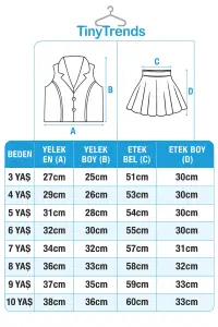 Kız Çocuk Linen Yelek Ve Etek Elbise 2'li Takım