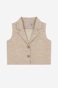 Kız Çocuk Keten Yelek ve Pantolon 2'li Takım