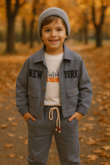 Erkek Çocuk Winter Newyork 3'lü Takım 3 Yaş - Mavi
