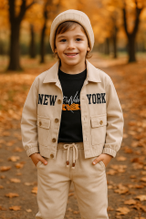Erkek Çocuk Winter Newyork 3'lü Takım 2 Yaş - Krem