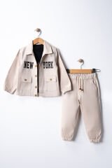 Erkek Çocuk Winter Newyork 3'lü Takım 5 Yaş - Krem