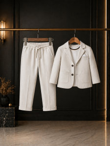 Erkek Çocuk Cotton Spor Takım Elbise Bayramlık/Düğün/Özel Gün 3 Yaş - Krem