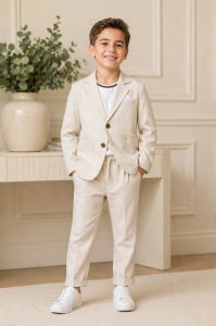 Erkek Çocuk Cotton Spor Takım Elbise Bayramlık/Düğün/Özel Gün 8 Yaş - Krem