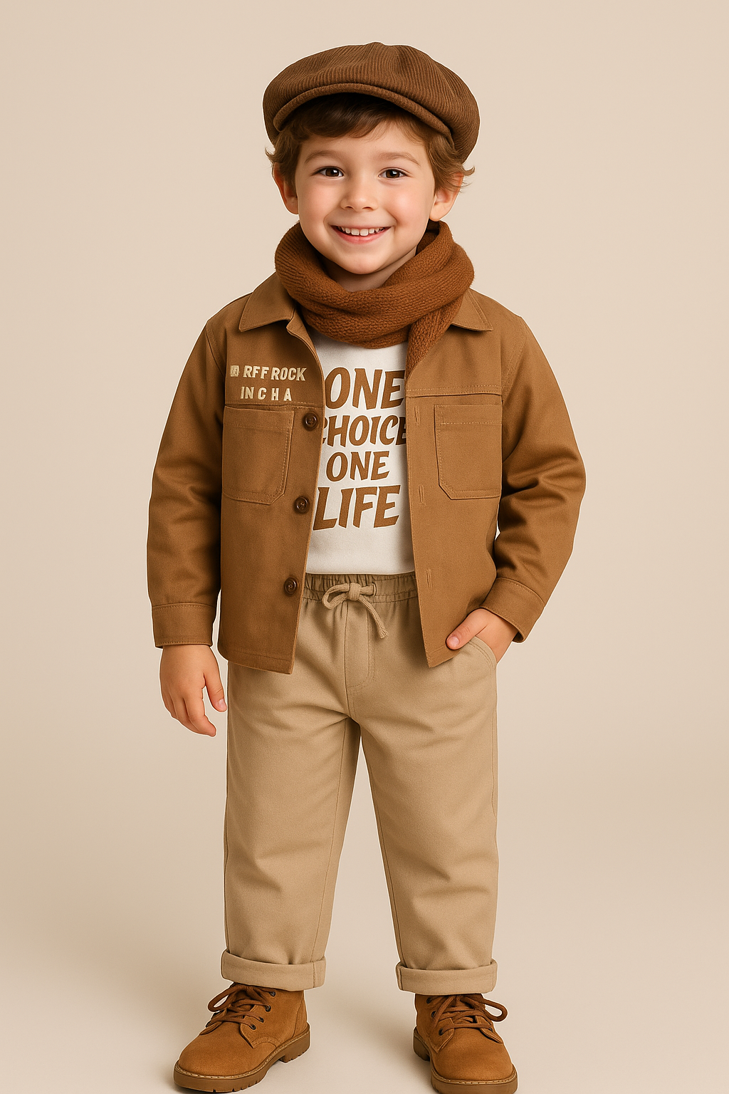 Erkek Çocuk %100 Pamuk Snow Gabardin Takım 3'lü 3 Yaş - Camel