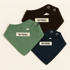 %100 Pamuk 3'lü Müslin Ayarlanabilir Çıtçıtlı Bebek Önlük Fular