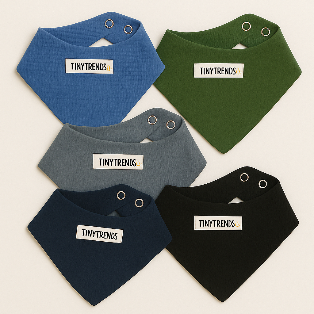 %100 Pamuk 5'li Müslin Ayarlanabilir Çıtçıtlı Bebek Mama Önlük Fular