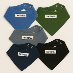 %100 Pamuk 5'li Müslin Ayarlanabilir Çıtçıtlı Bebek Mama Önlük Fular