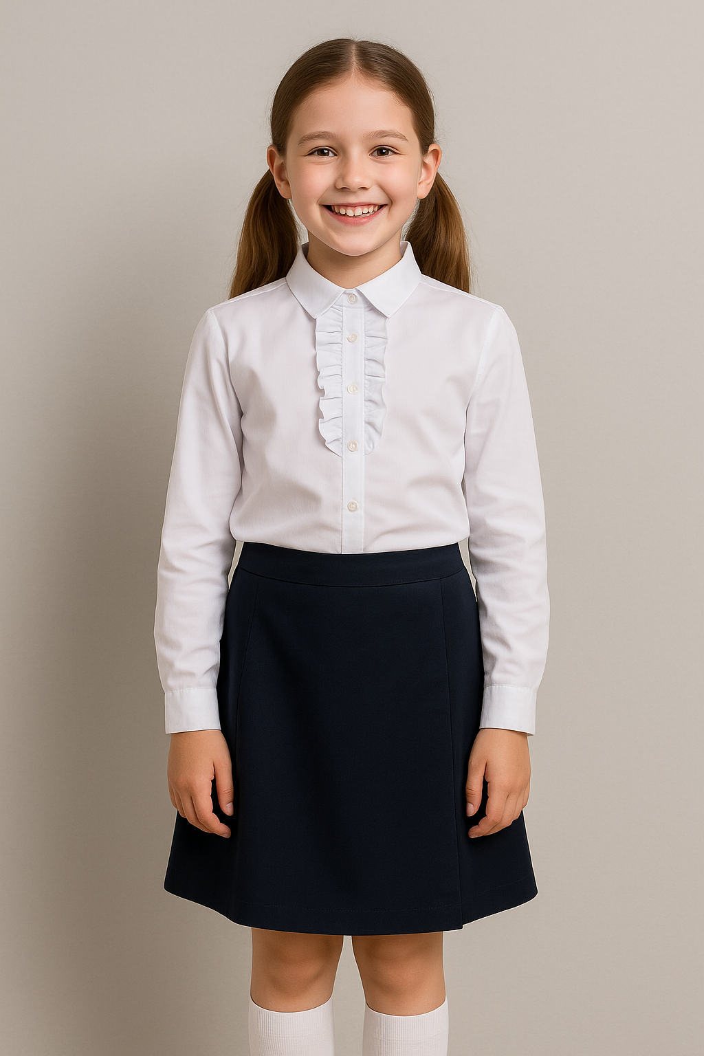 Kız Çocuk Uzun Kollu Pamuklu Comfort Gömlek Okul
