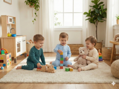 %100 Pamuk Düğme Detaylı Erkek Bebek Takımı