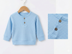 %100 Pamuk Düğme Detaylı Erkek Bebek Takımı