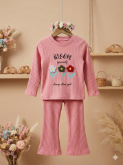 Çiçek Nakışlı %100 Pamuk Kız Çocuk Takım