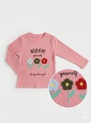 Çiçek Nakışlı %100 Pamuk Kız Çocuk Takım