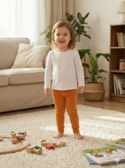 Unisex  %100 Pamuk Bebek&Çocuk Tayt 12-18 Ay - Hardal 