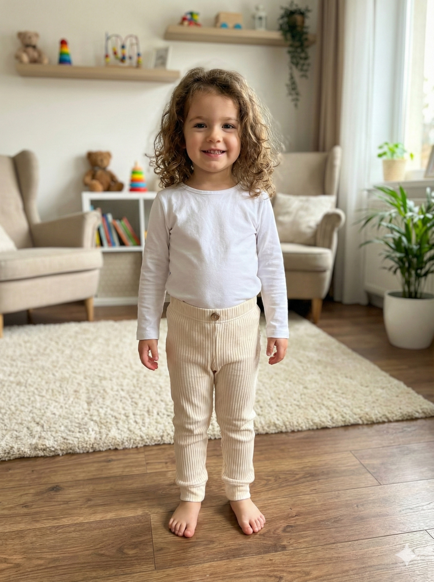 Unisex  %100 Pamuk Bebek&Çocuk Tayt 12-18 Ay - Krem