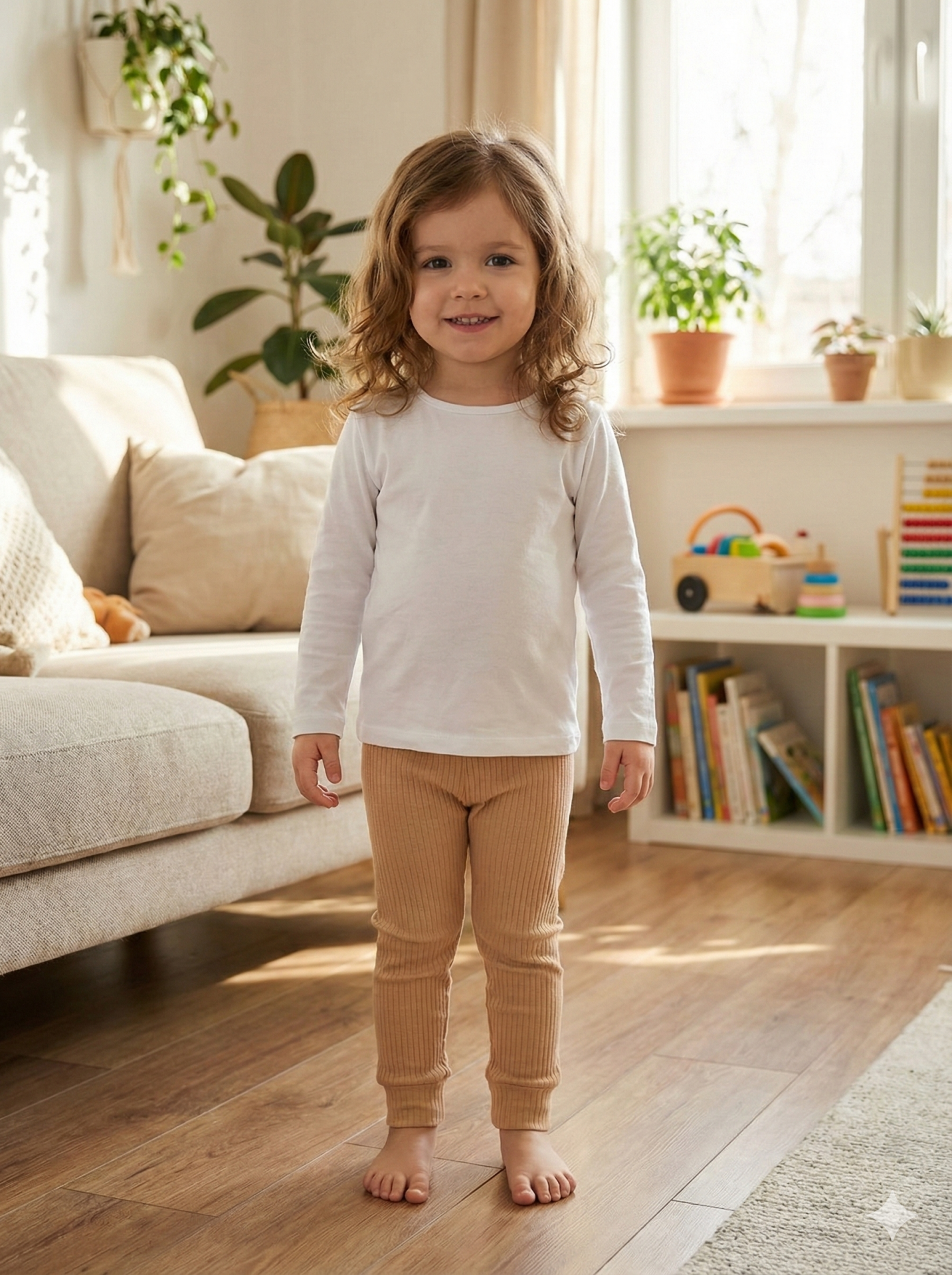 Unisex  %100 Pamuk Bebek&Çocuk Tayt 4-5 yaş - Kahverengi