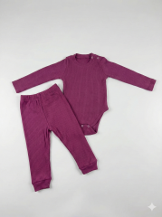%100 Pamuk Kız Zıbınlı Body Ve Pantolon 2'li Takım 6-9 Ay - Mor