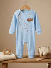 %100 Pamuk Erkek Yenidoğan Hediyelik Bebek Tulum