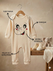 %100 Pamuk Unisex 3-6-9 Ay Yenidoğan Hediyelik Bebek Tulum