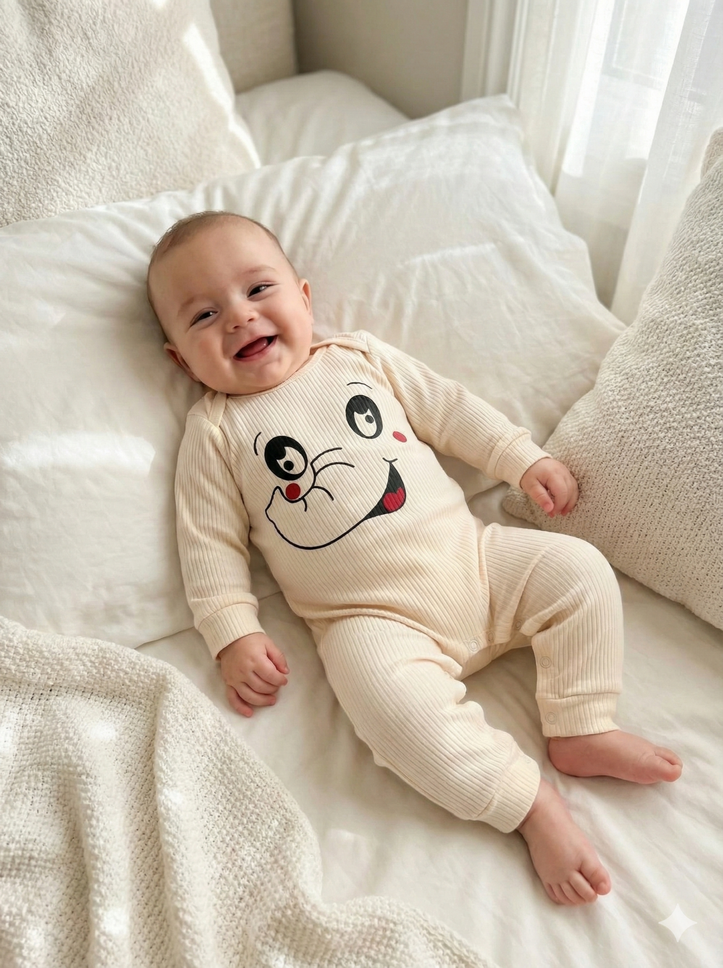 %100 Pamuk Unisex 3-6-9 Ay Yenidoğan Hediyelik Bebek Tulum