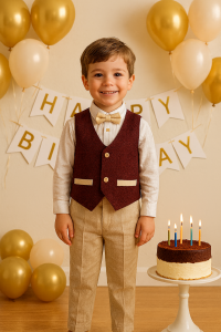 Erkek Çocuk Colored Yelekli Takım Elbise